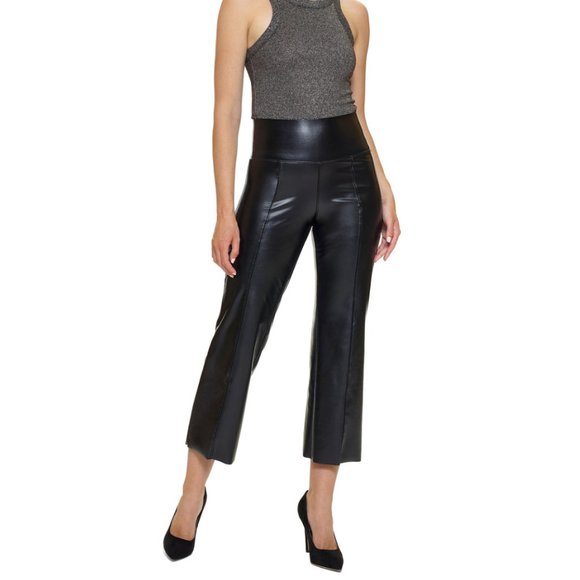NWT HUE Faux Leather Cropped Flare Leggings XL - Picture 1 of 8